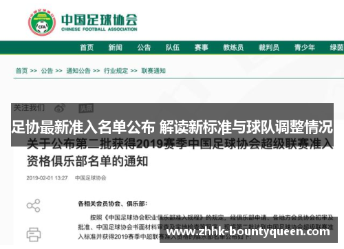 足协最新准入名单公布 解读新标准与球队调整情况 足协最新准入名单公布 解读新标准与球队调整情况